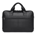 Business-Tasche in Graphite Black – glattes Echtleder, 17-Zoll-Format, Frontfach mit Reissverschluss, logofrei.