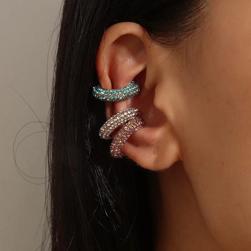 C - förmige bunte Strass Ear Cuffs – Bohemian Luxus - Bodison