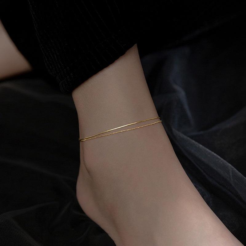 Electroplated 14K Gold Anklet S925 Silver