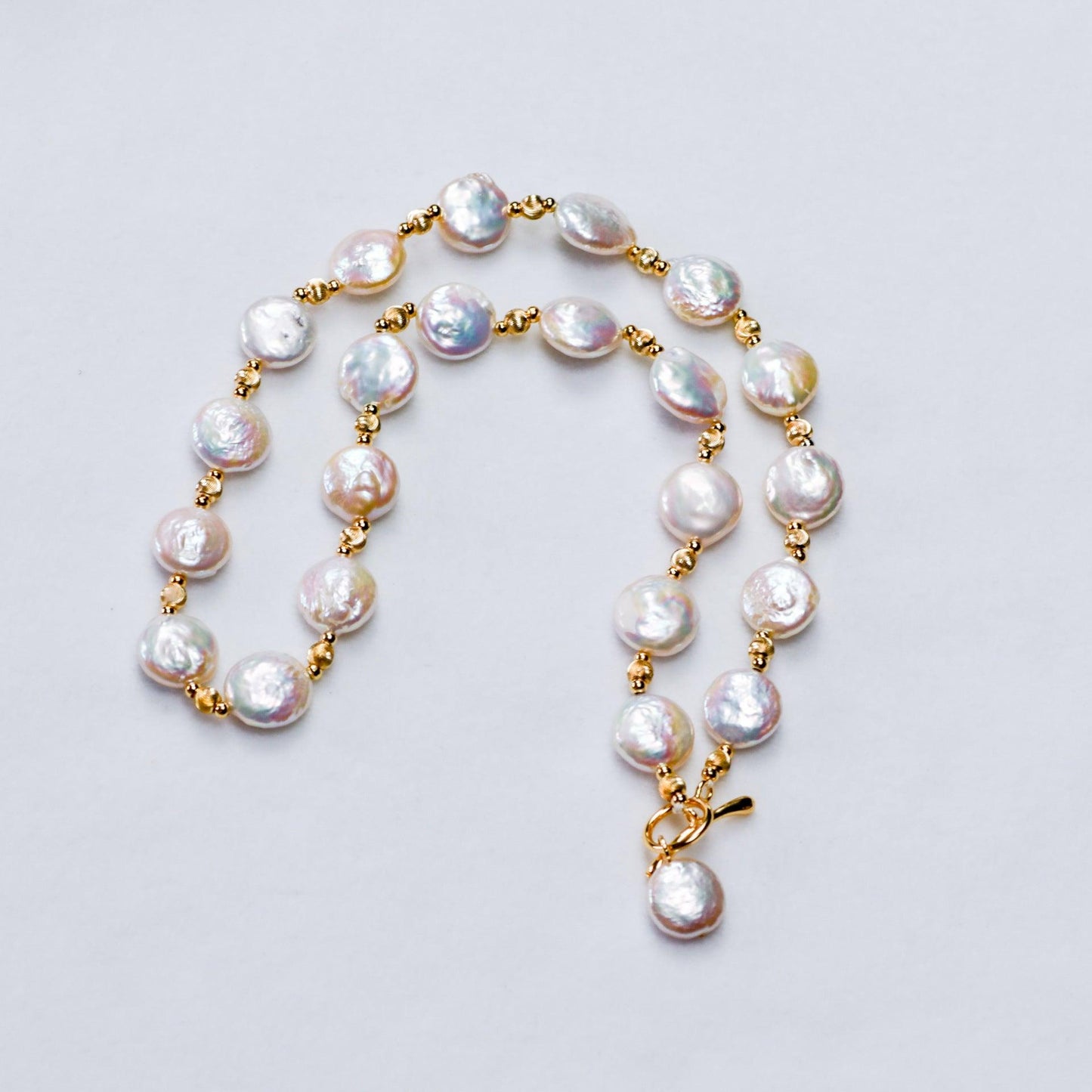 Shaped Baroque Freshwater Pearl 12-13mm Button Necklace