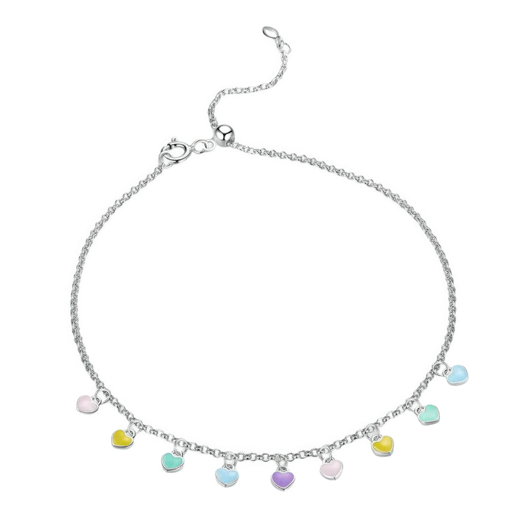 Fusskettchen Herz Silber Damen – Gesamtlänge 23.5 cm, erweiterbar