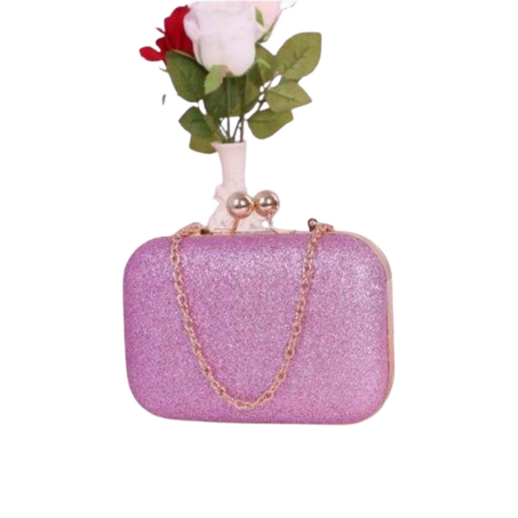 Schwarze Glitzer Clutch – elegante Box mit goldener Kette für Dinner oder Gala