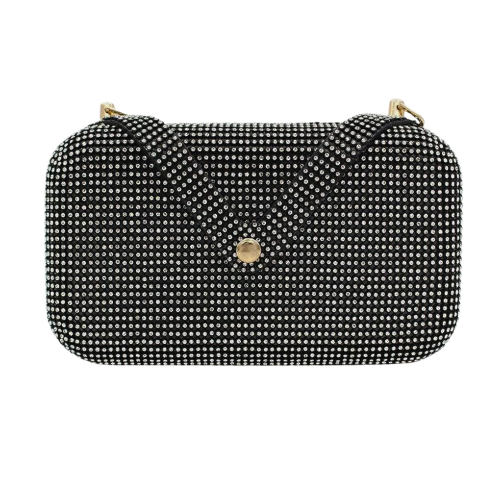 Glanz Clutch in Deep Shine – strukturiert mit goldfarbener Druckknopf-Verschluss