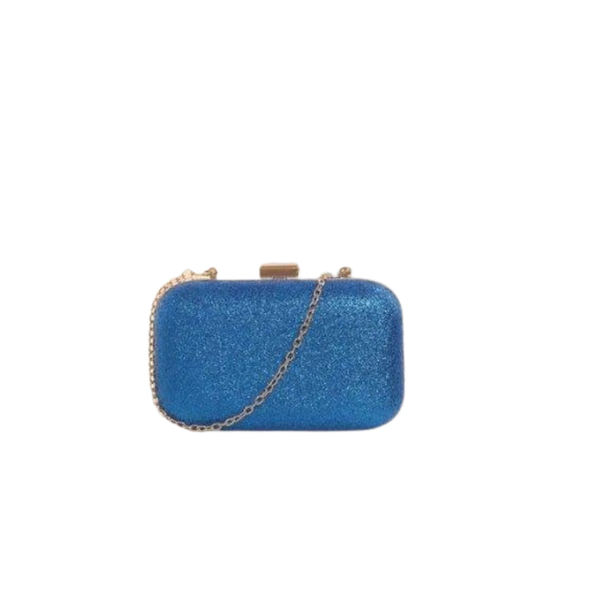 Glitzer Clutch in Gold mit klarer Boxform – funkelnd, formfest, festlich