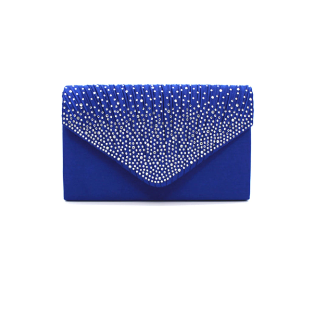 Envelope-Clutch in Royal Depth – tiefes Blau mit silbernem Strassverlauf