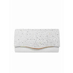 Kompakte Clutch in Silver Shine – edler Strassbesatz auf strukturiertem Stoff, ideal zu festlicher Garderobe