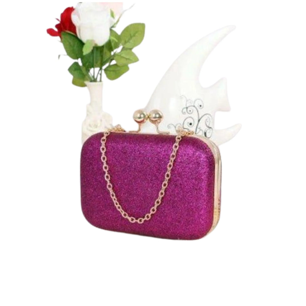 Glitzer Clutch im Style 2 – kompakte Größe mit goldener Kugel-Schließe