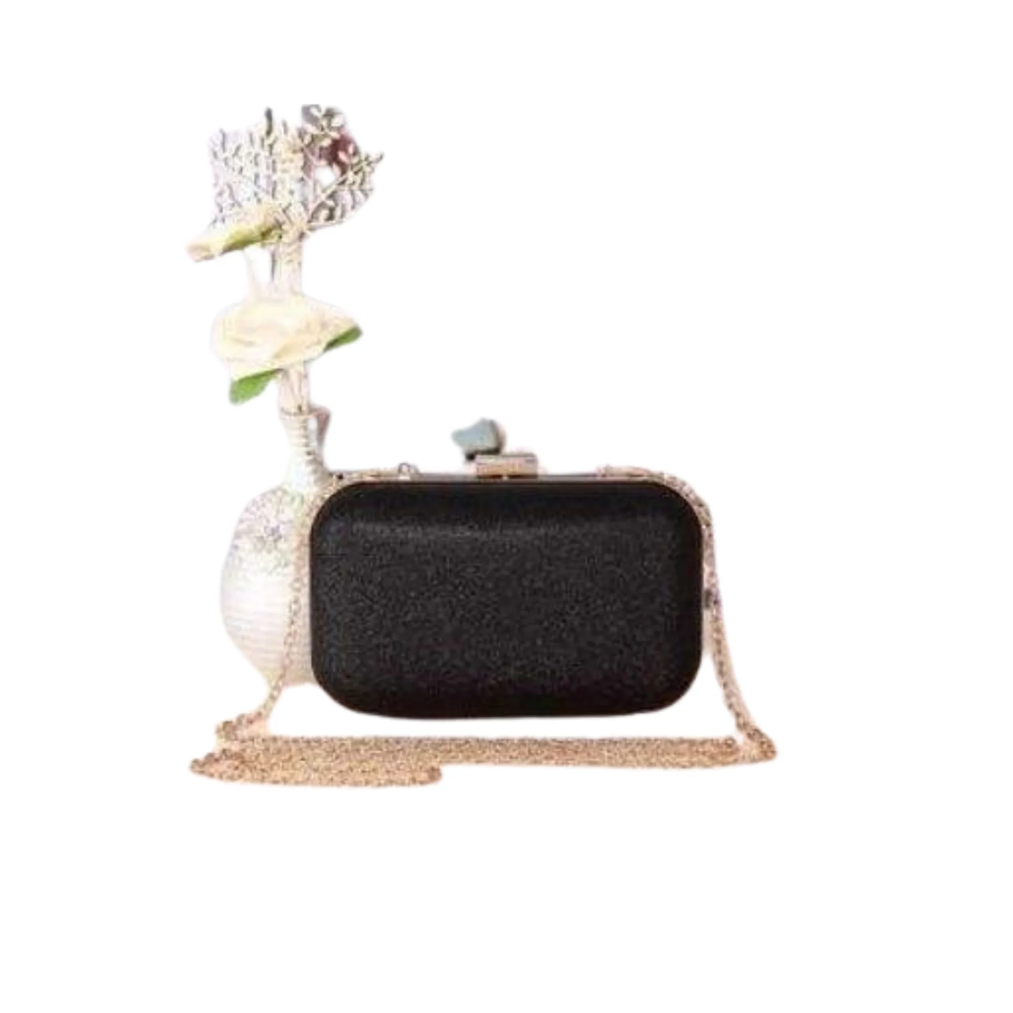 Style 2 Glitzer Clutch – kleiner und edel mit goldener Kette für minimalen Glamour