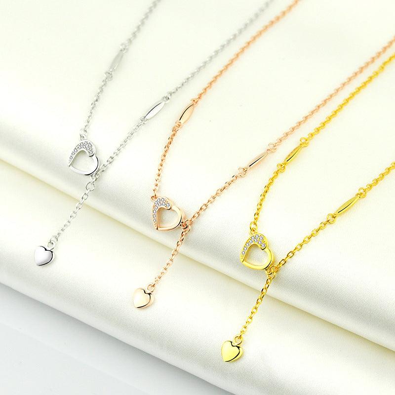 S925 Sterling Silver Rose Gold Plated Anklet Female Temperament Japanese And Korean Net Red Silver Jewelry