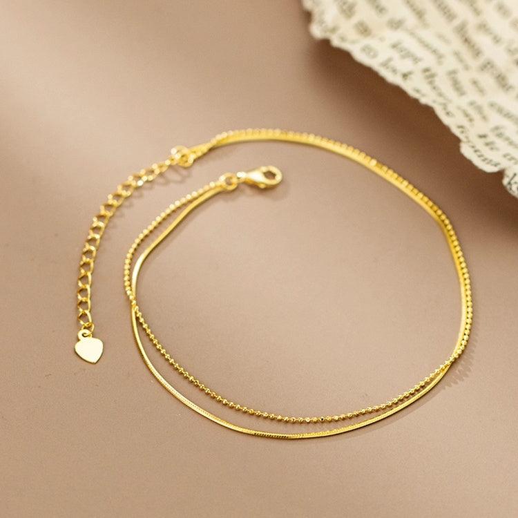 Electroplated 14K Gold Anklet S925 Silver