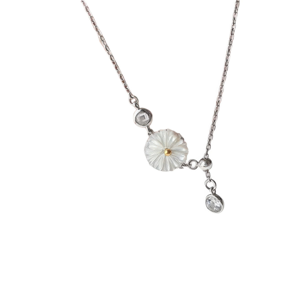 Damen Fusskettchen Daisy – Silber mit Perlmutt und Zirkon, sachlich