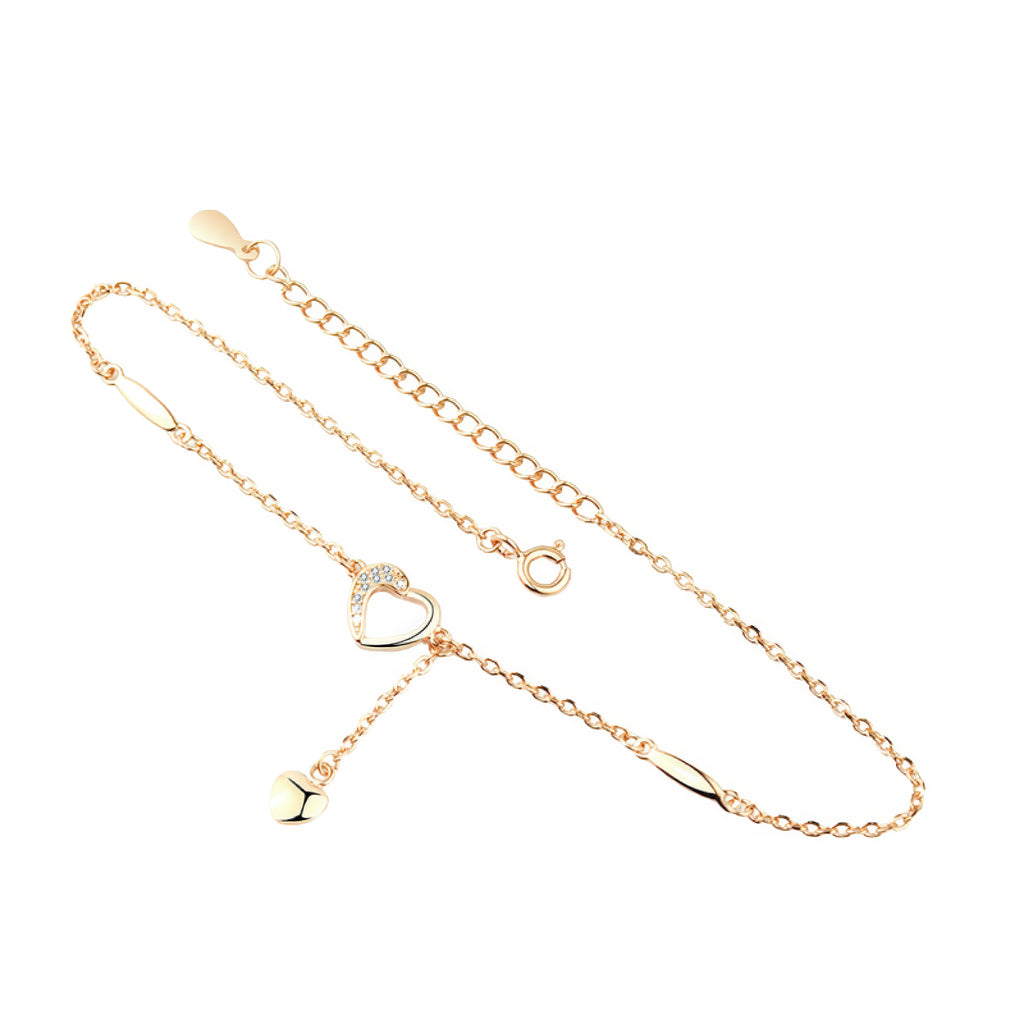 Verschluss Federring – Fusskettchen 925 Sterling Silber Damen rosé matt plattiert