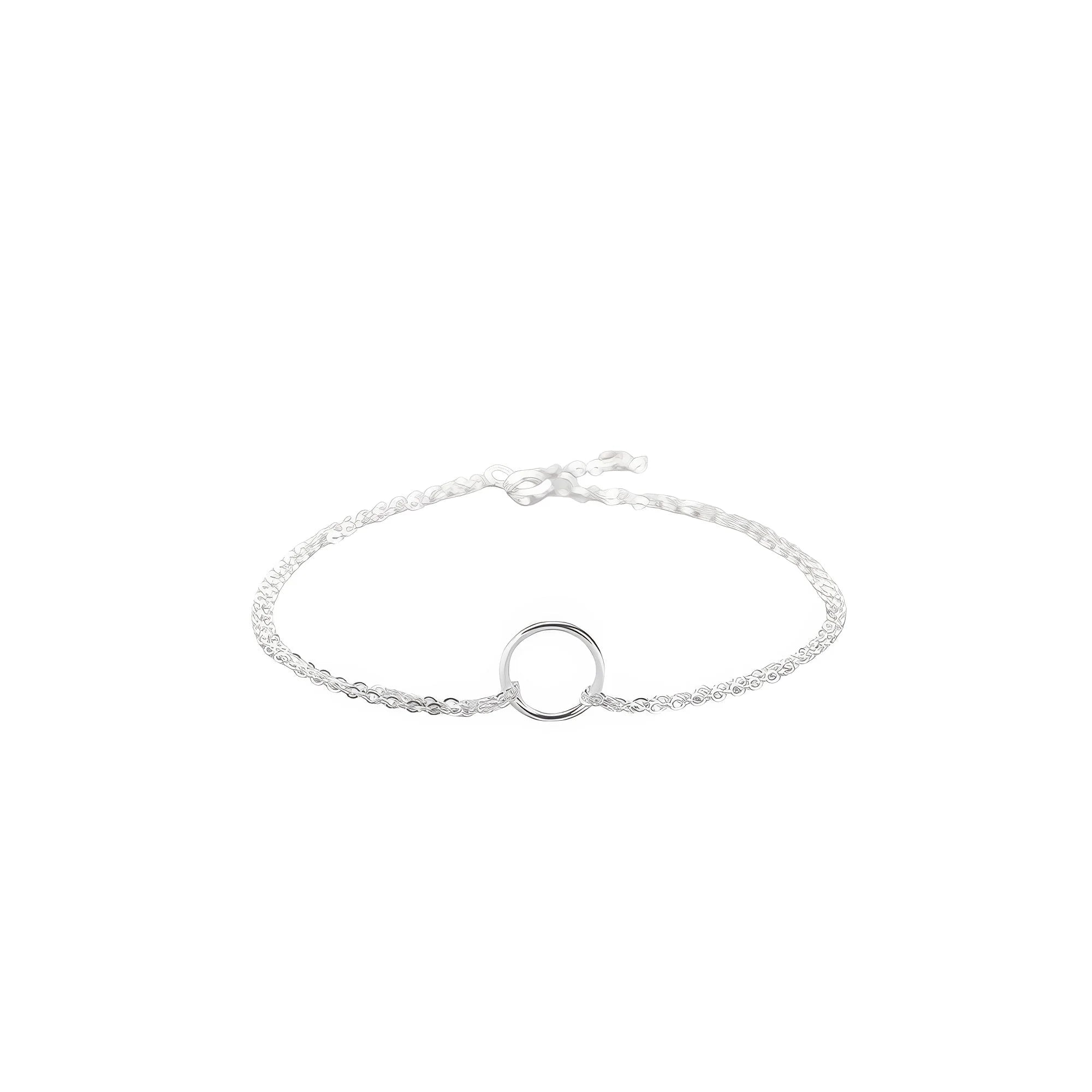 Feines 925 Silber Armband mit doppelter Kette und geometrischem Kreis – minimalistisch und stilvoll