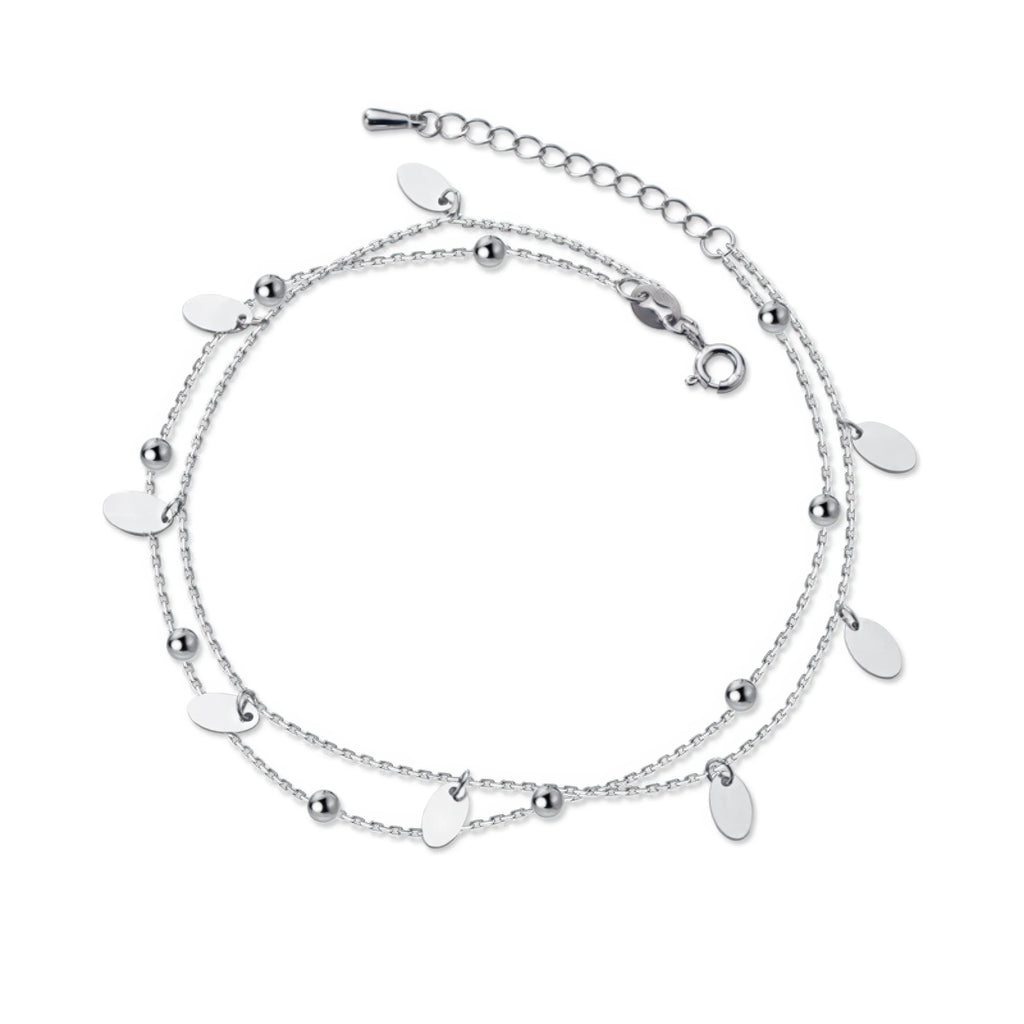 Doppellagige Silberkette mit beweglichen Plättchen – minimalistisch getragen