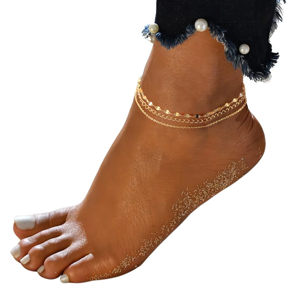 schlichte vergoldete fusskette 925 silber – doppellagig, ohne anhänger, ruhig am fuss getragen