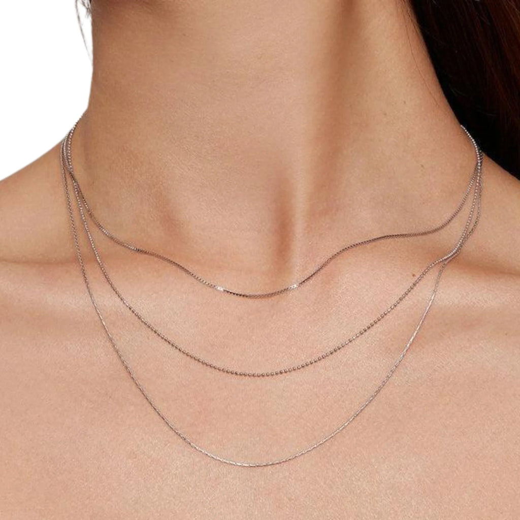 Dreilagige Silberkette mit fixierten Lagen – 925 Sterling Silber, klar strukturiert und modern im Look