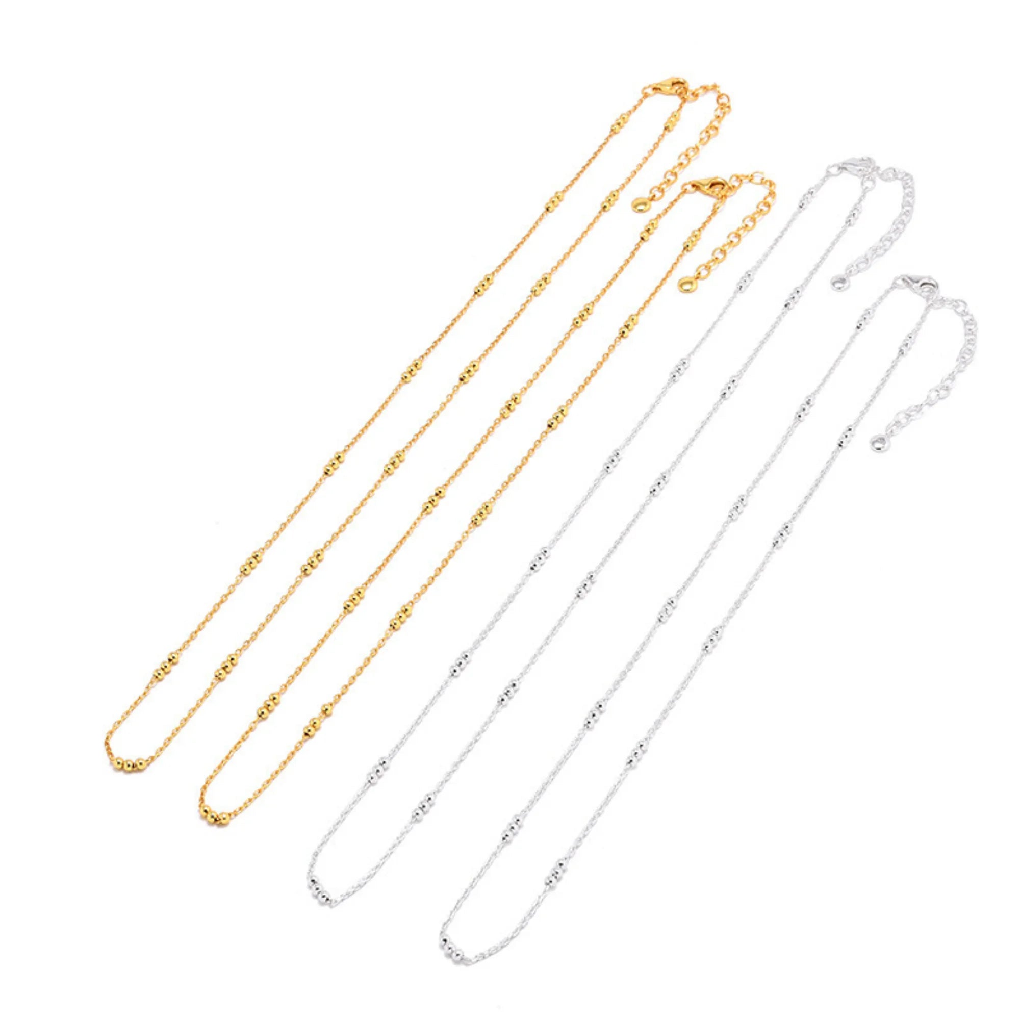 Dreistrang-Kette in Silber und Gold – feine Struktur, 925 Sterling Silber mit Vergoldung