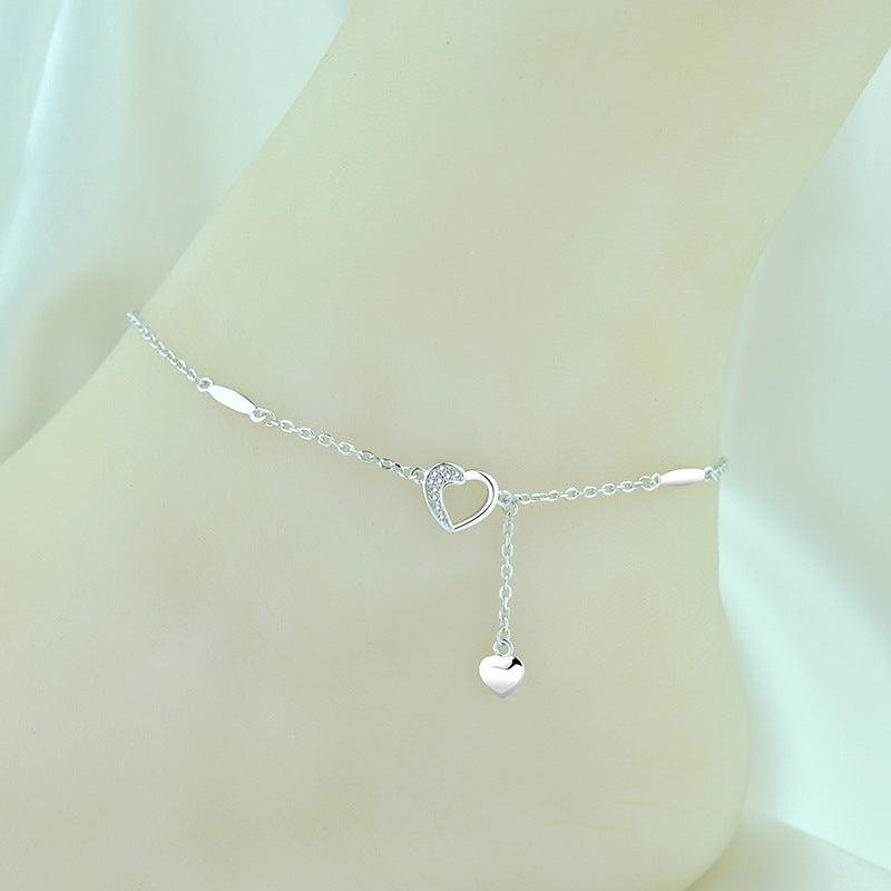 S925 Sterling Silver Rose Gold Plated Anklet Female Temperament Japanese And Korean Net Red Silver Jewelry