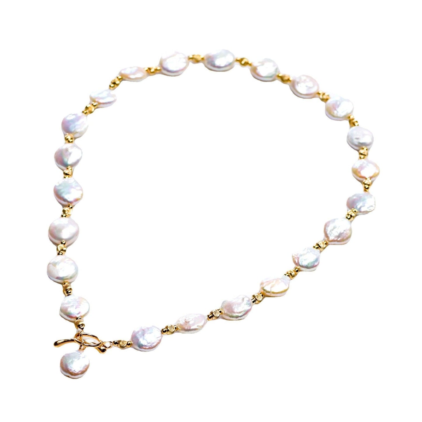 Shaped Baroque Freshwater Pearl 12-13mm Button Necklace