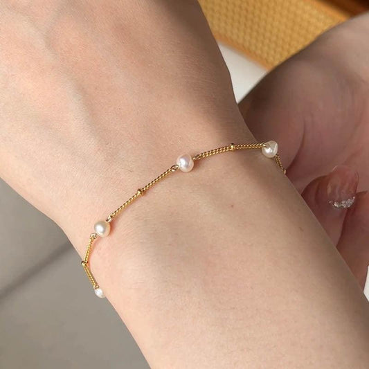 Starry Bracelet Original Design 14K Gilded Natural Pearl Ins Special Interest Light Luxury