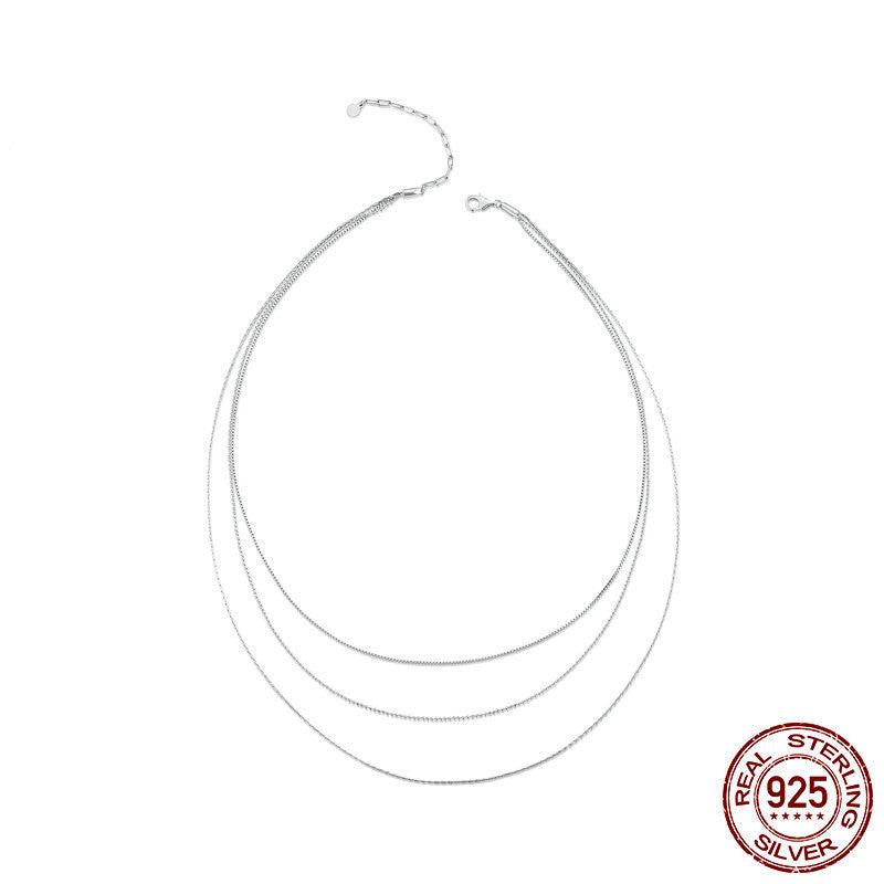 Women's Simple Sterling Silver All-match Three-layer Meticulous Necklace