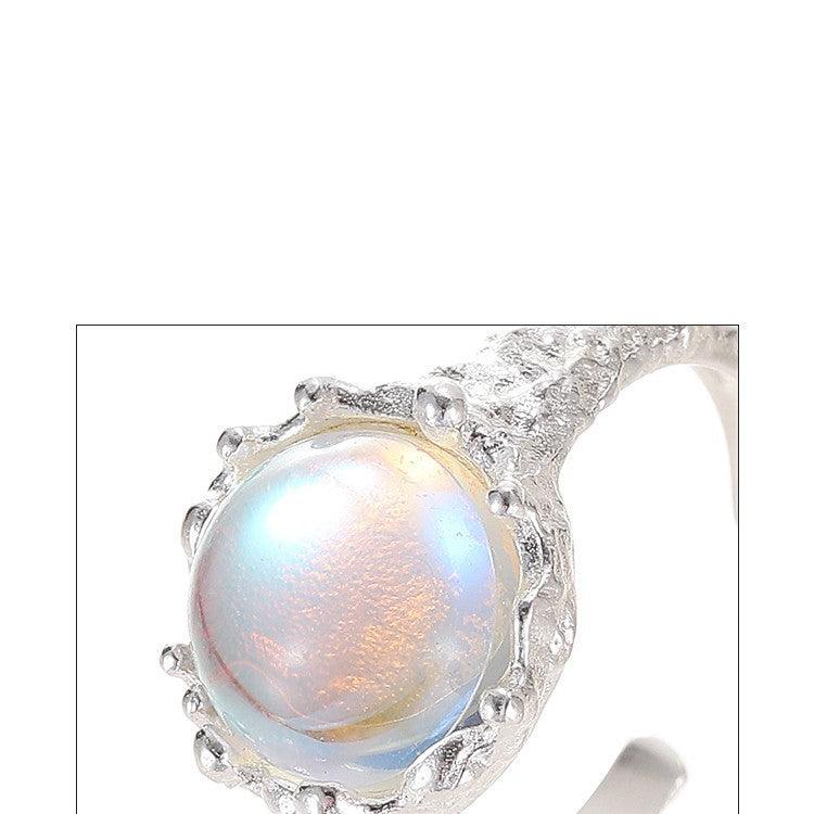 Design Sterling Silver Ring With Moonlight Stone For Women