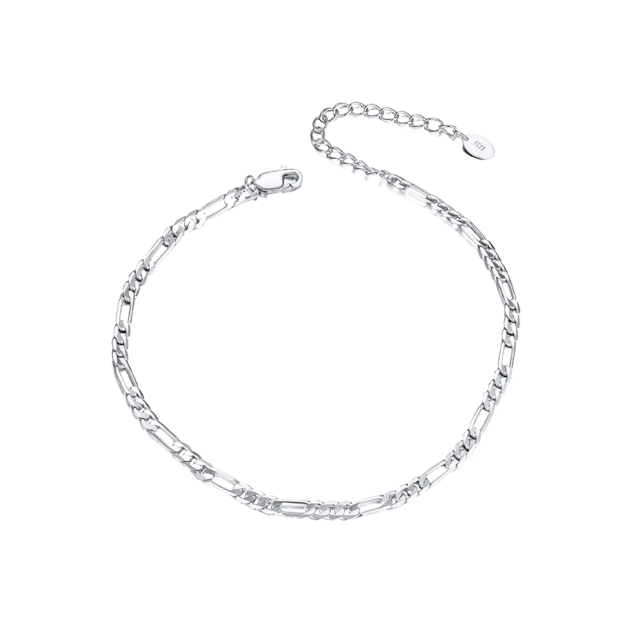 Figaro Fusskettchen Silber Damen – 925 Silber platiniert, minimalistisch