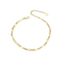 Figaro Fusskettchen Silber Damen – 14K vergoldet, ruhige Struktur