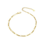 Figaro Fusskettchen Silber Damen – 14K vergoldet, ruhige Struktur