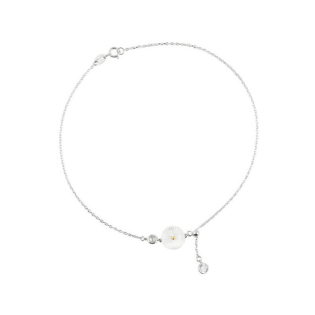 Fusskettchen Daisy 925 Sterling Silber – Perlmutt, neutral und reduziert