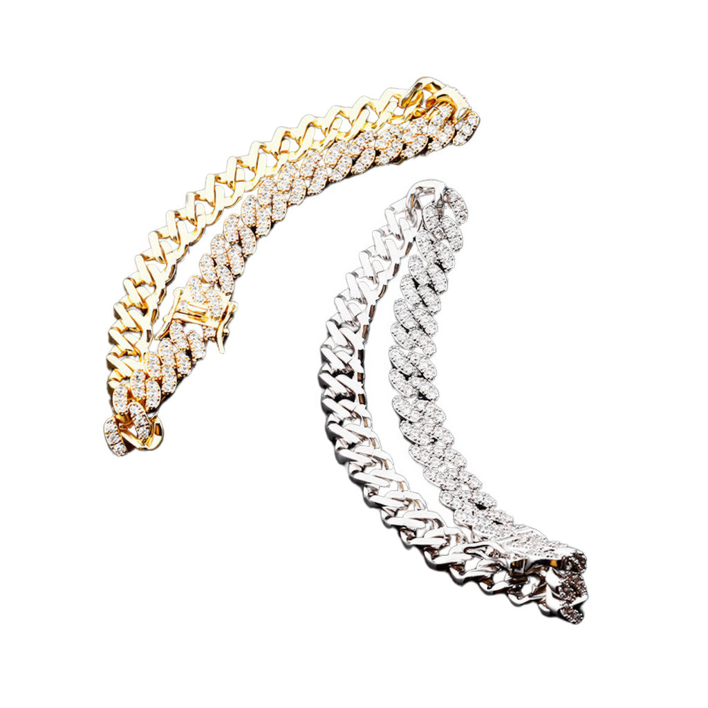 Damen Fusskettchen Zirkonia – flächige Mikrofassung, variabel tragbar