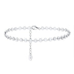 Fusskettchen 925 Sterling Silber Damen segmentiert platin matt