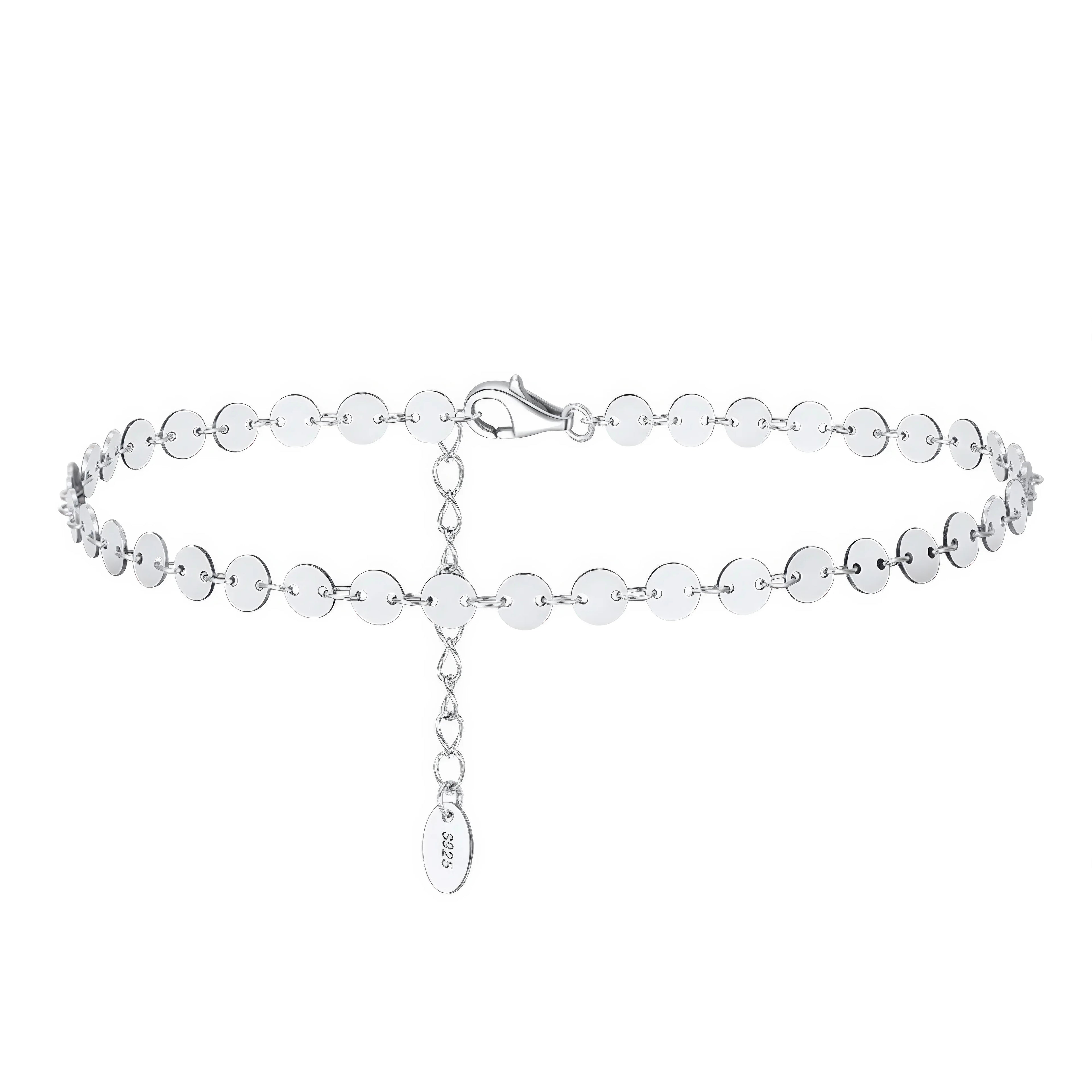Fusskettchen 925 Sterling Silber Damen segmentiert platin matt