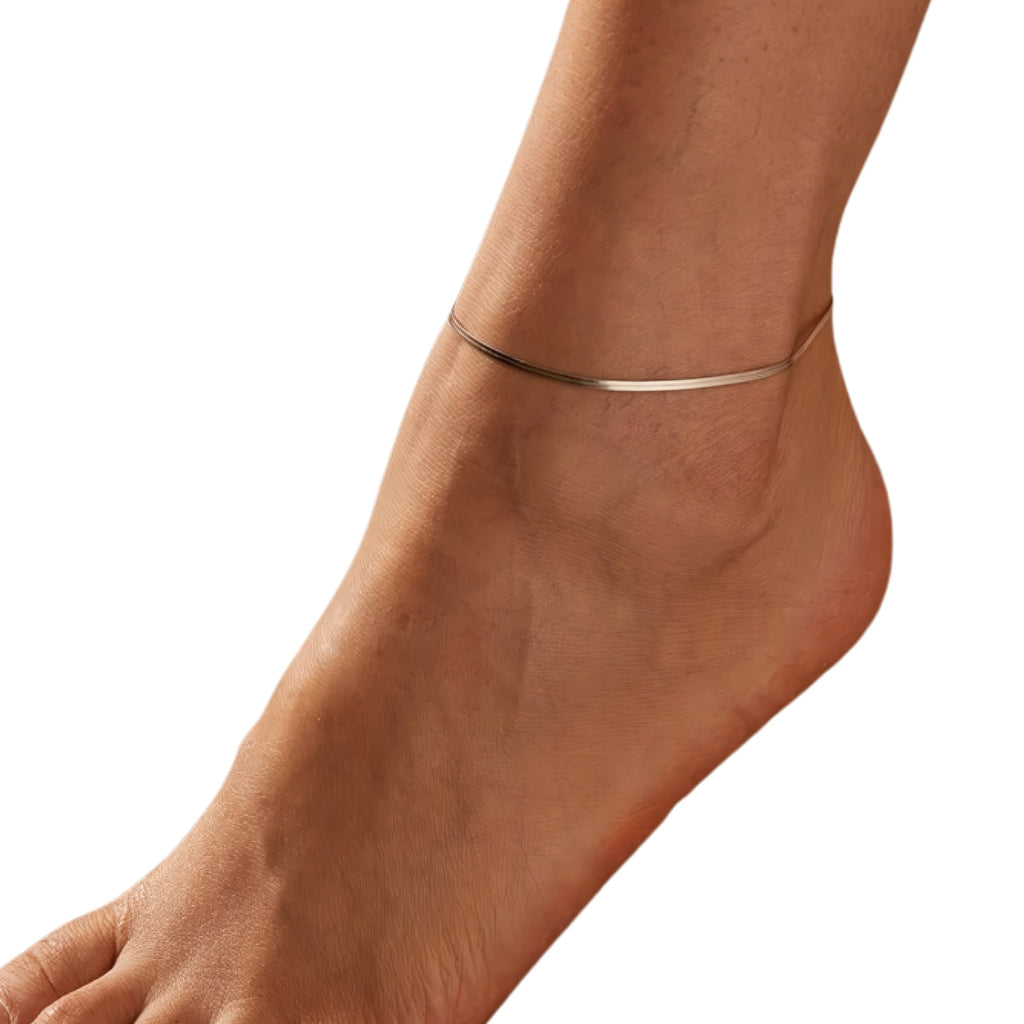 Trageansicht Fusskettchen 925 Silber Damen – Varianten matt