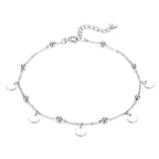 Fusskettchen 925 Silber Damen matt weissgold plattiert – Kugeln und Plättchen