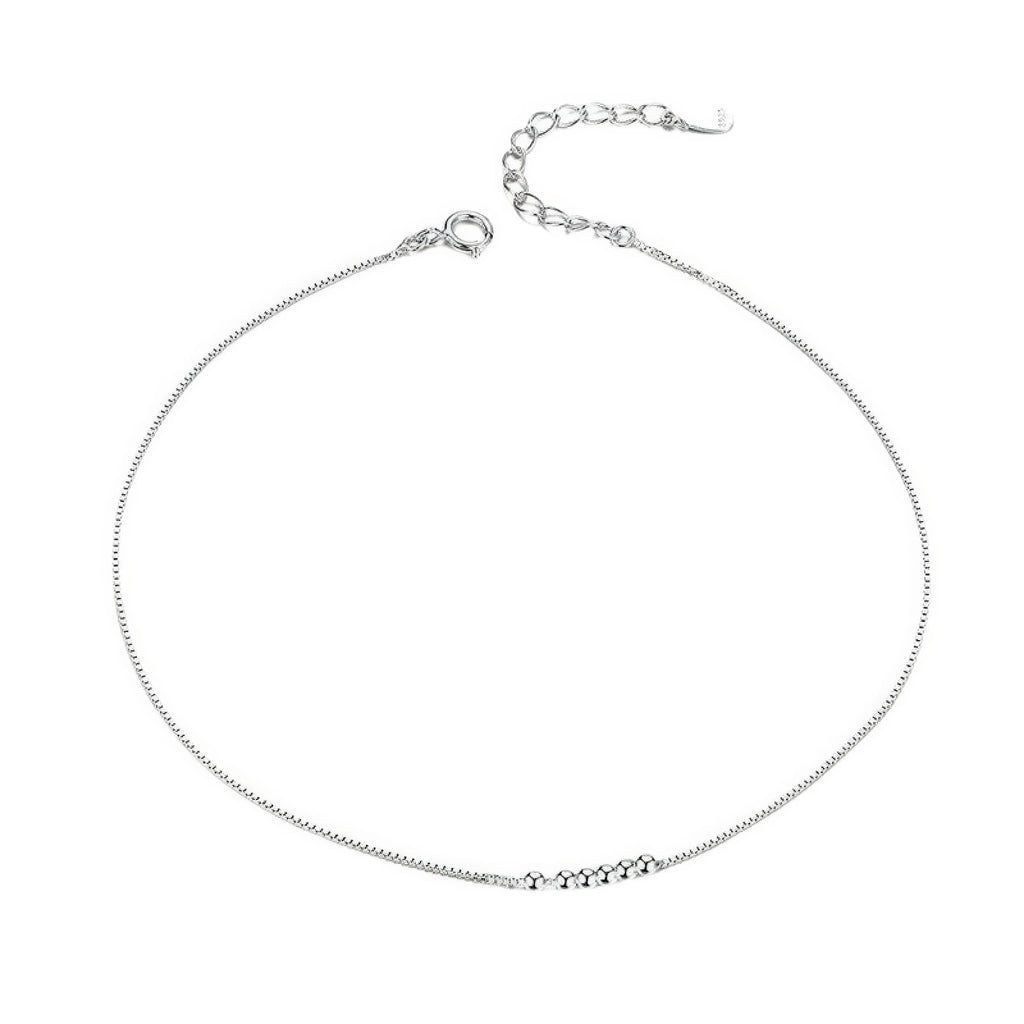 Fusskettchen Kugeln 925 Sterling Silber – klare Linie, platinbeschichtet