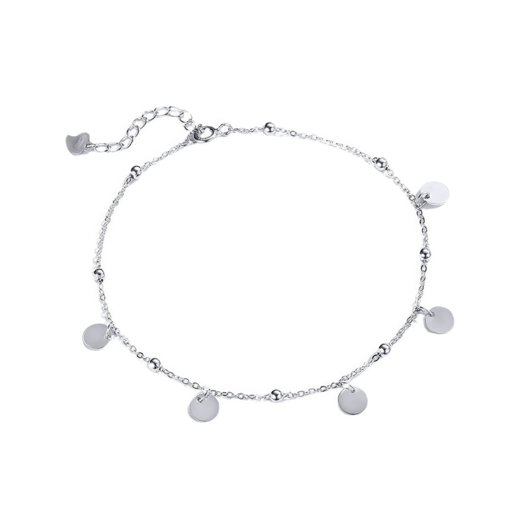 Fusskettchen Damen 925 Sterling Silber matt – Detailansicht Plättchen gravurfrei