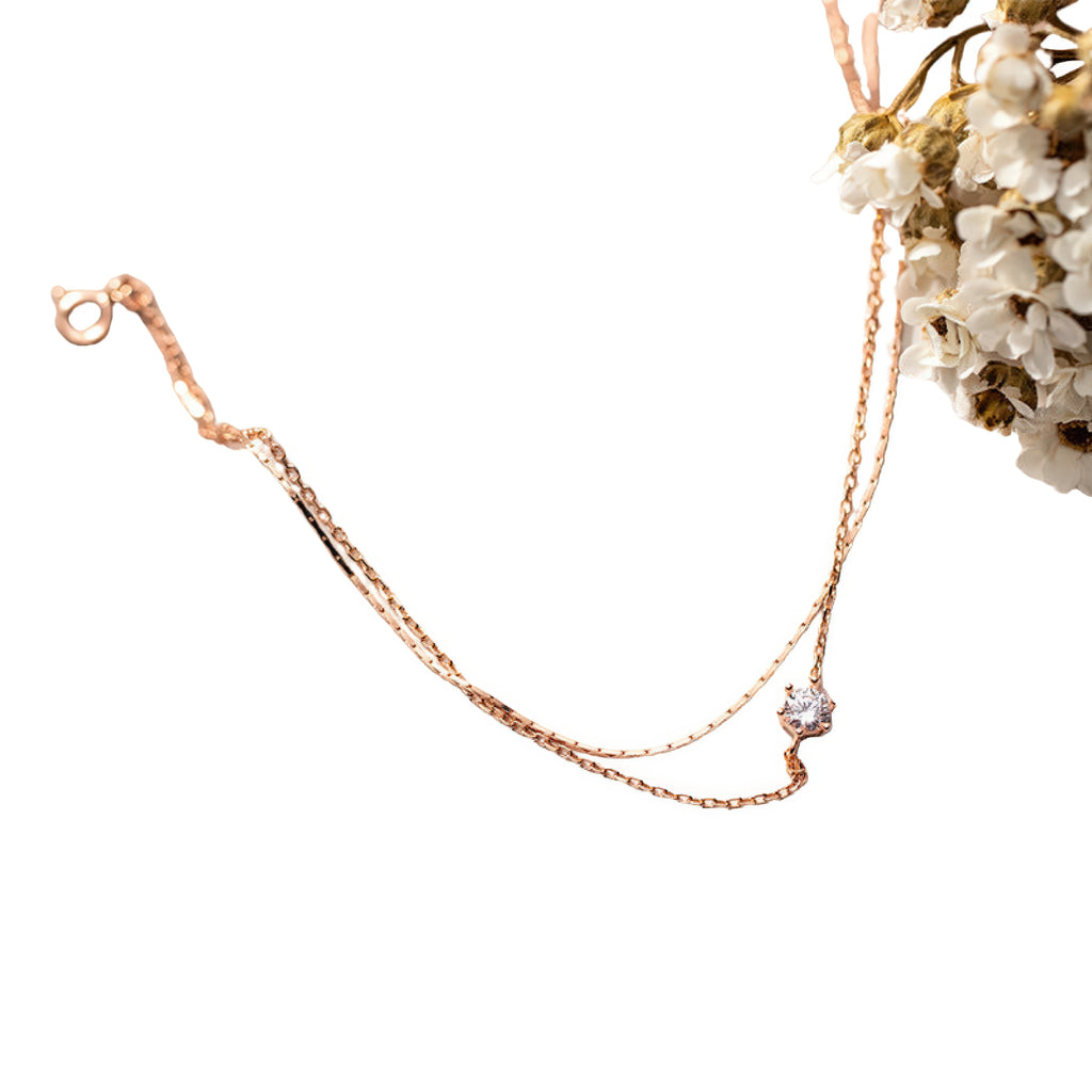 Fusskettchen doppellagig 925 Silber Damen – Verschlussansicht Roségold