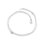 Fusskettchen doppellagig 925 Silber Damen – Zirkonpunkt Detailaufnahme