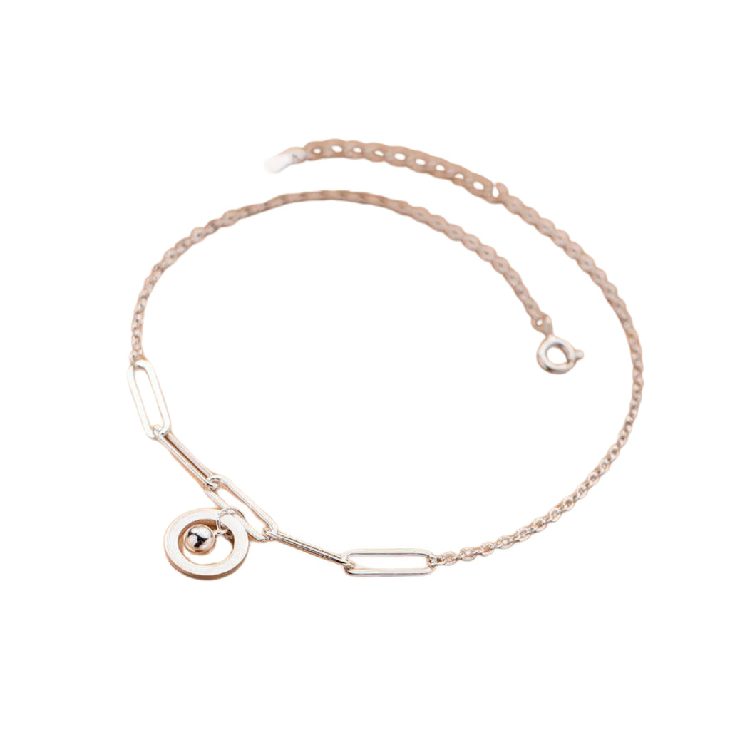 Fusskettchen Kreis Kugel 925 Sterling Silber Damen platinveredelt