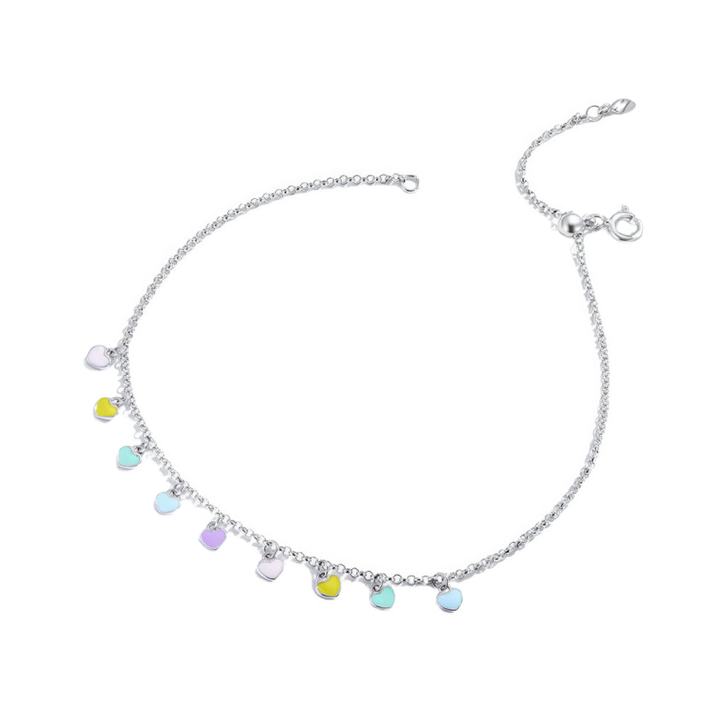 Silber Fusskettchen Damen mit Herz – nickelfrei, variabel tragbar