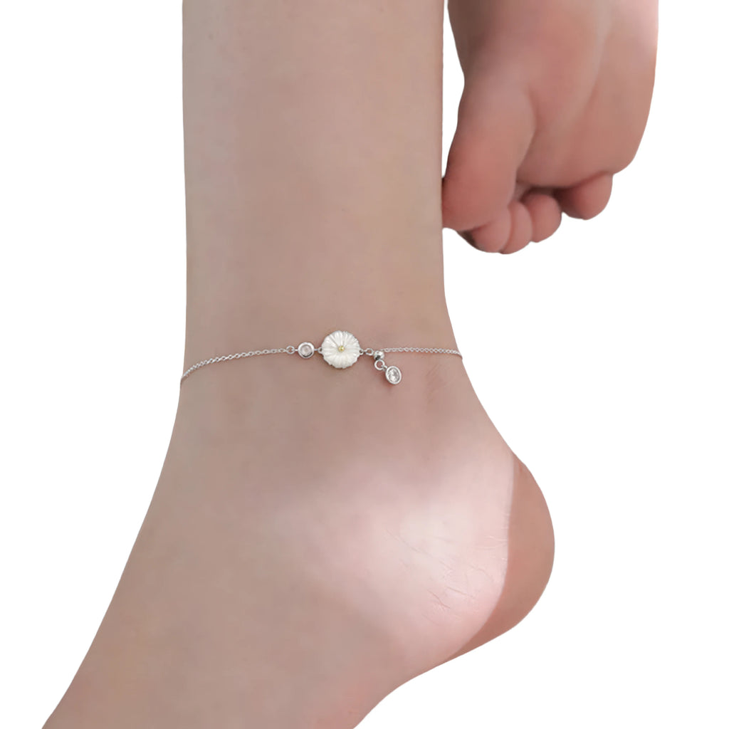 Fusskettchen 925 Silber Daisy – hypoallergen, zeitlos, formstabil