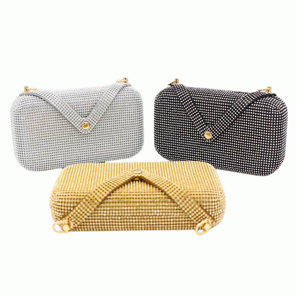 Clutch in drei Farben: Deep Shine, Steel Reflect, Soft Alloy – klare, strukturierte Form