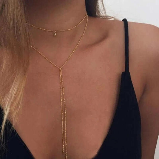 Gold Silber Ketten - Choker mit Perlen - Bodison