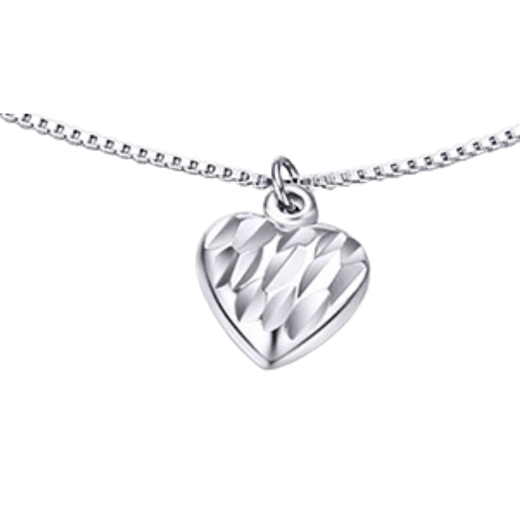 Fusskettchen Herz 925 Sterling Silber Damen – diamantgeschliffener Anhänger