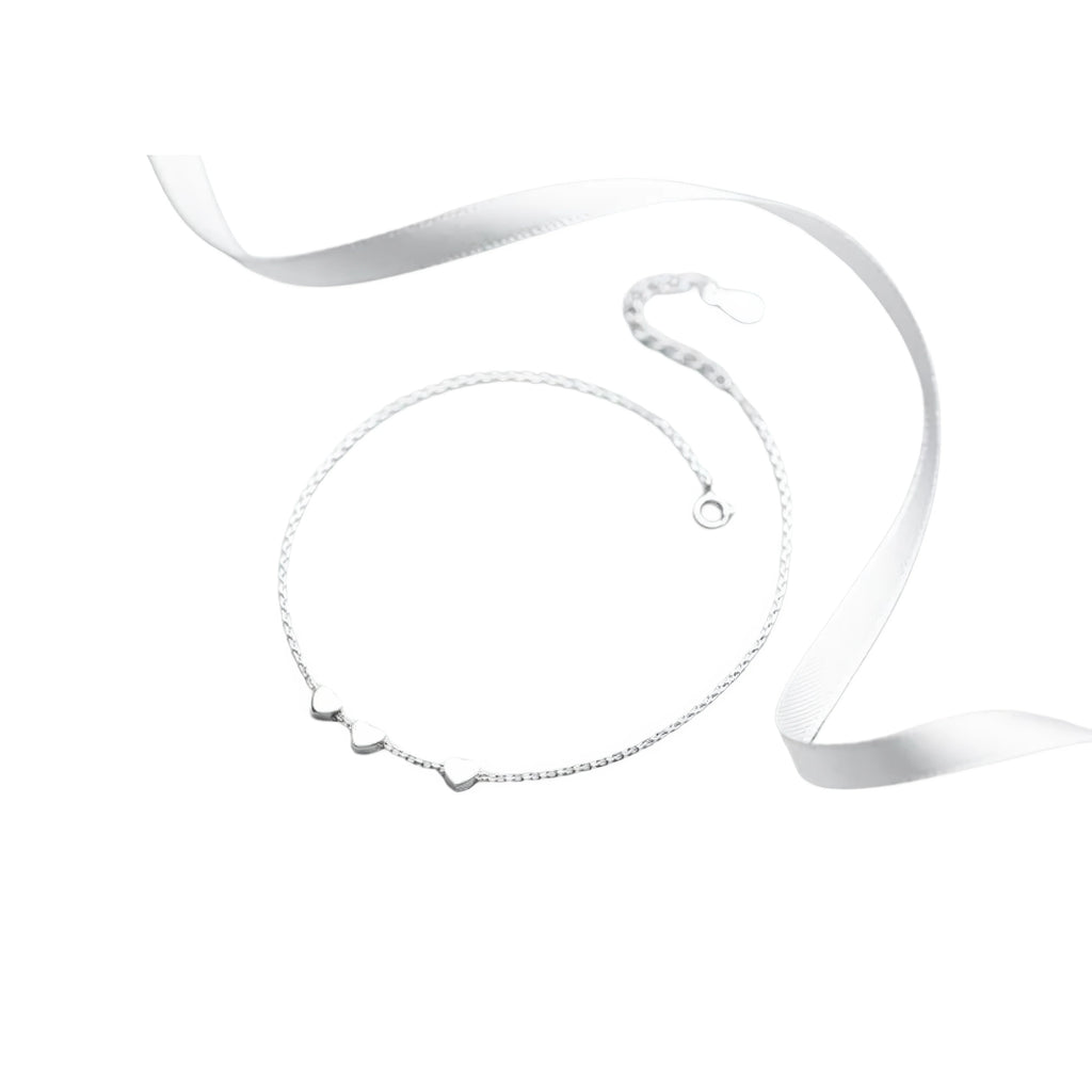 Drei Herzen Fusskettchen – Kupferbasis, symmetrisch angeordnet