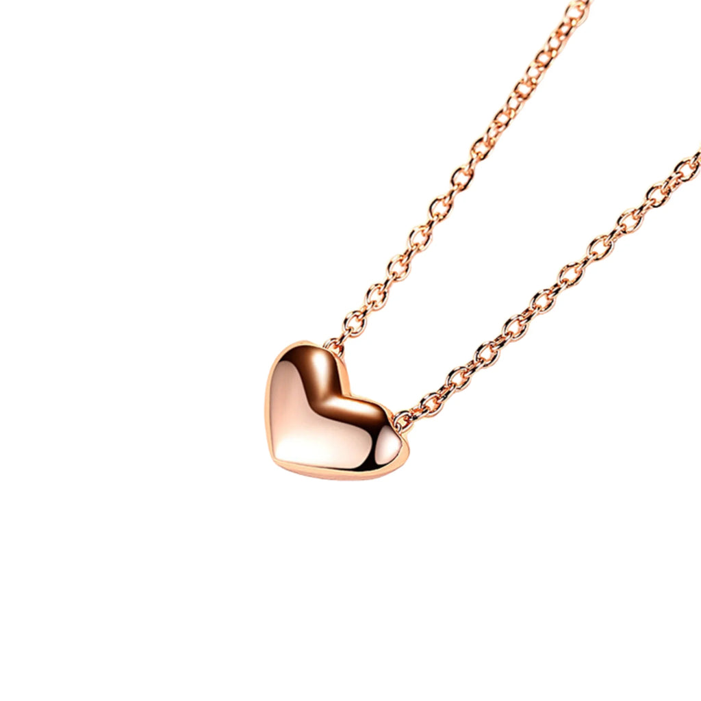 Herz Halskette in Roségold aus 925 Silber – massiv, schlicht und modern mit glänzender Oberfläche