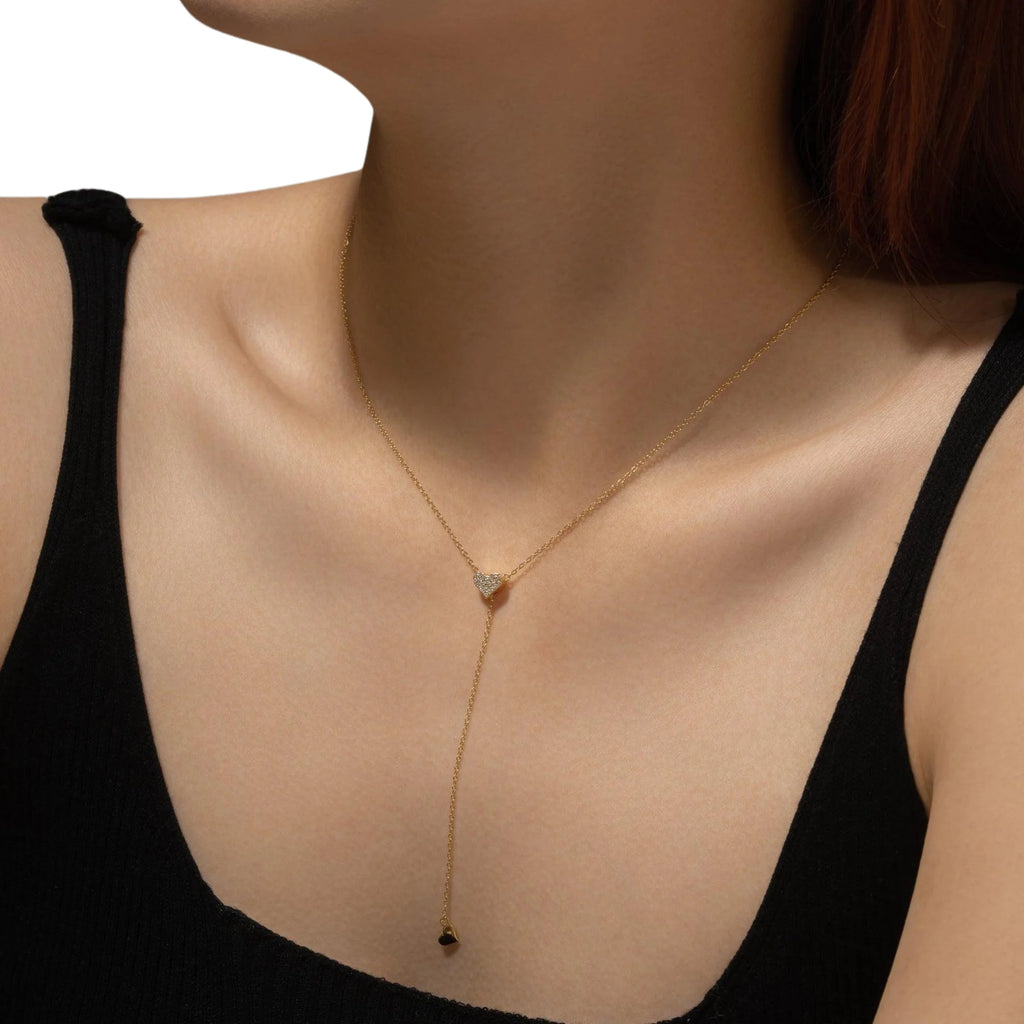 Getragene Herz Y-Kette aus 925 Silber – beweglich, emotional und feminin mit Zirkoniabesatz