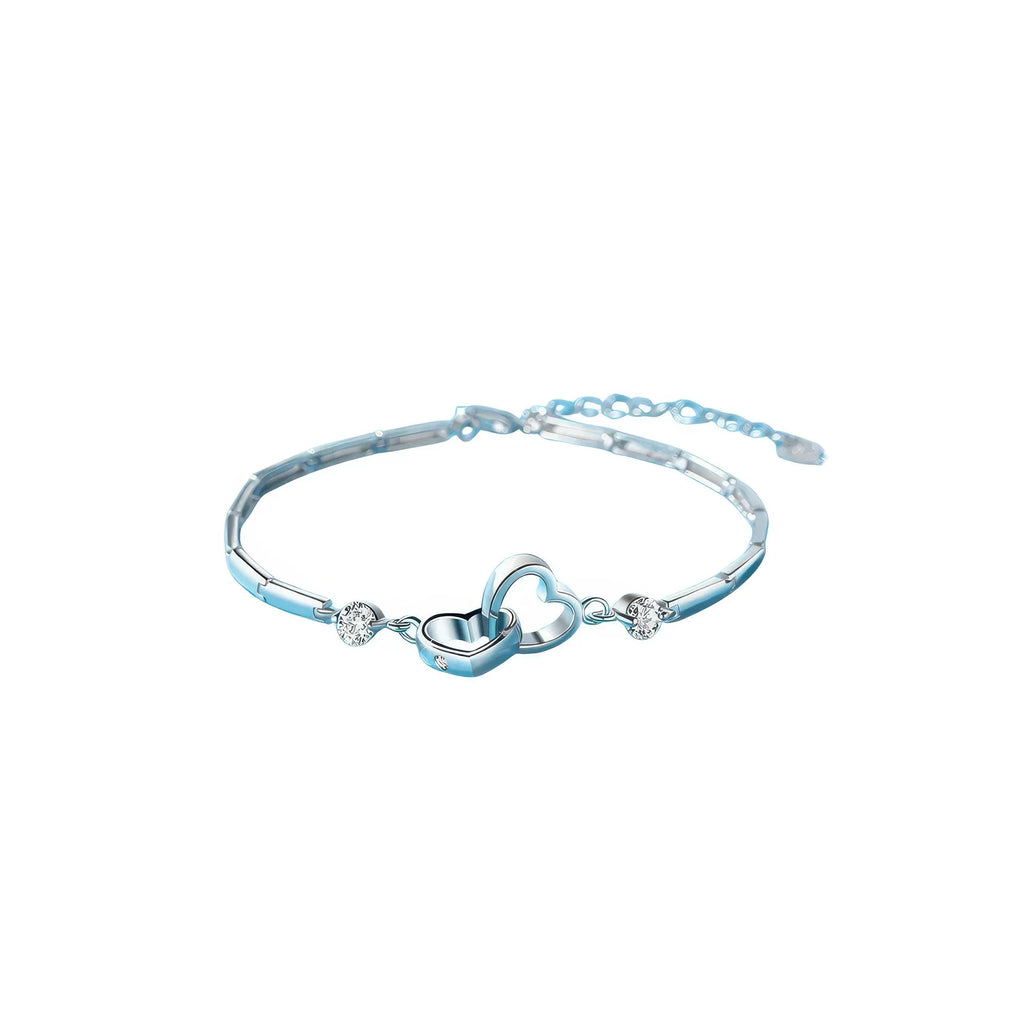 Freigestelltes 925 Silber Armband mit Doppelherzdesign – klar, liebevoll & geschenkbereit