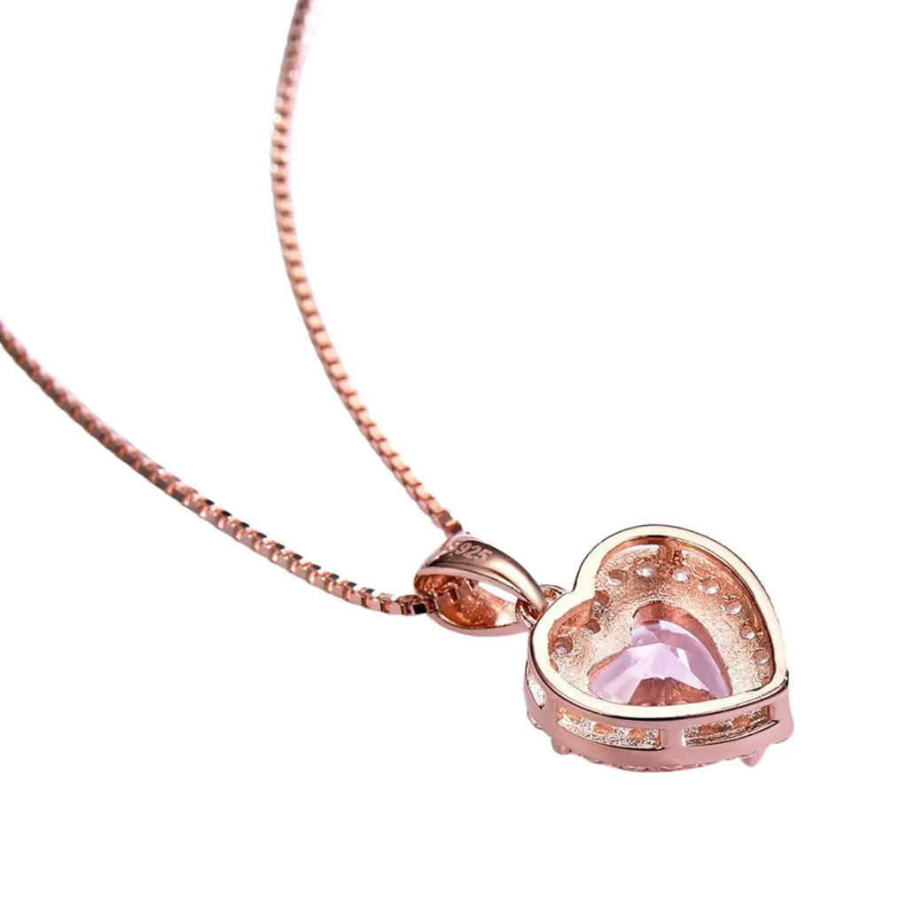 Komplettes Schmuckset mit Herzanhänger in Roséoptik